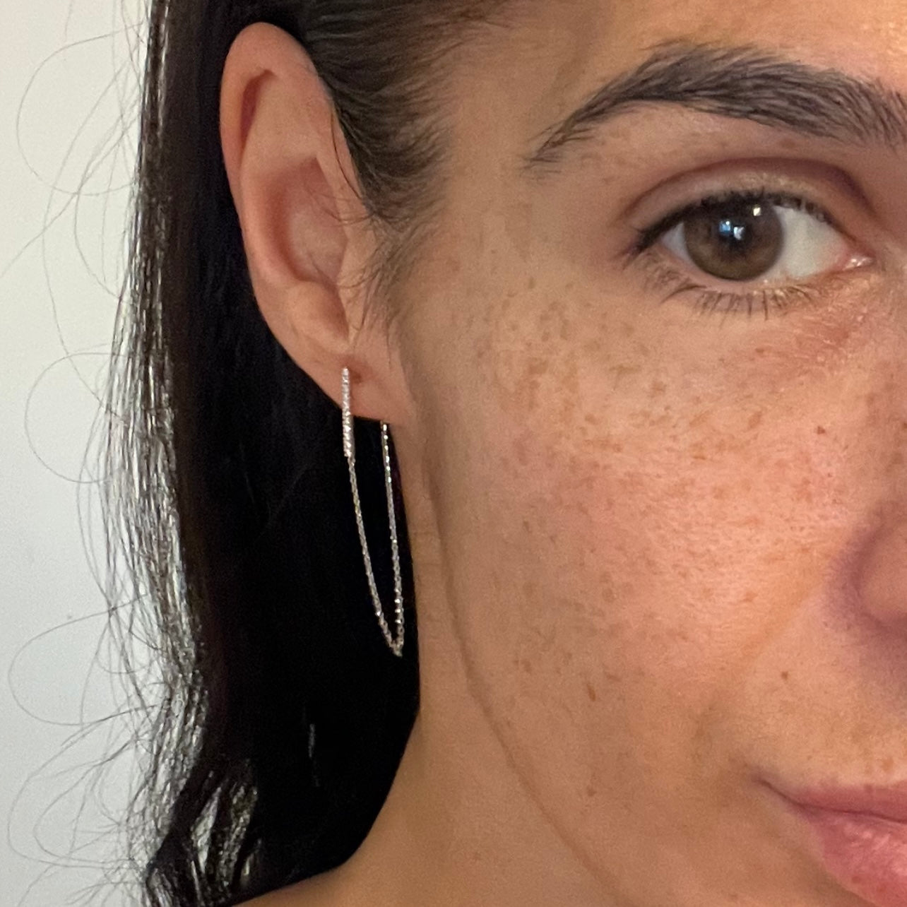 Diamond 9ct white gold chain earrings