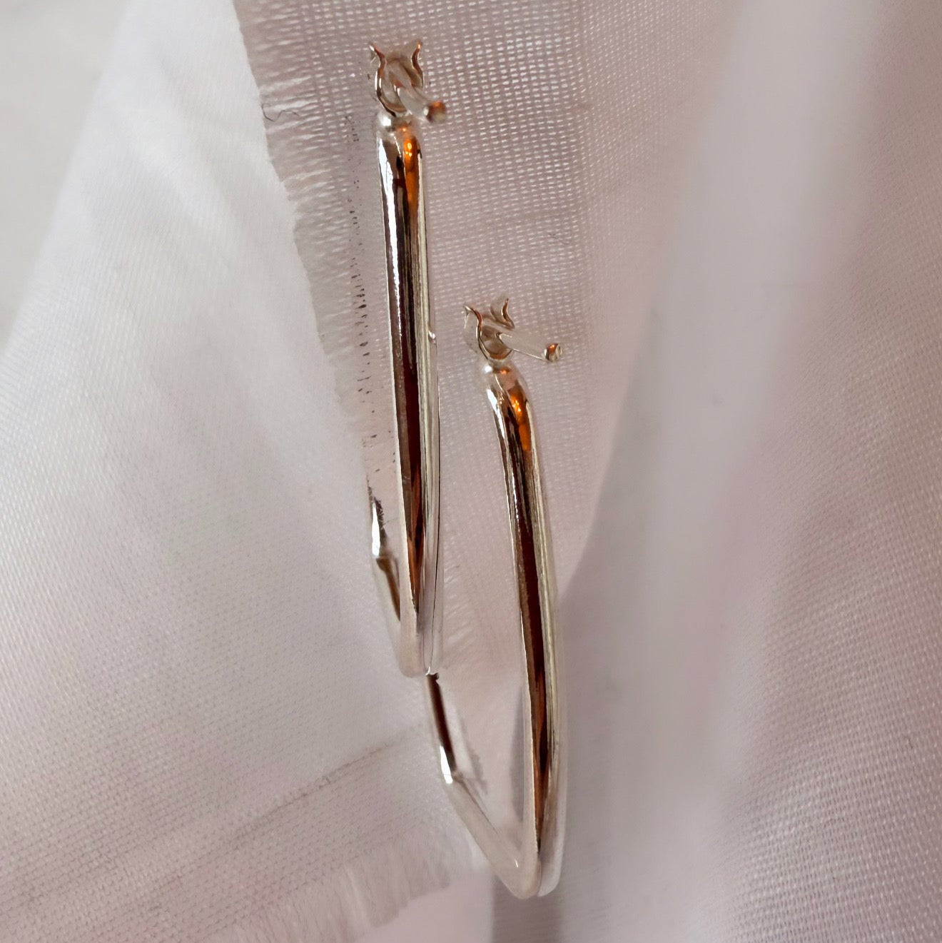 Silver Rectangle Hoops