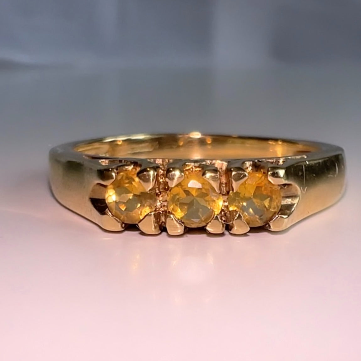 9ct Gold Yellow Sapphire Trilogy Ring image 0