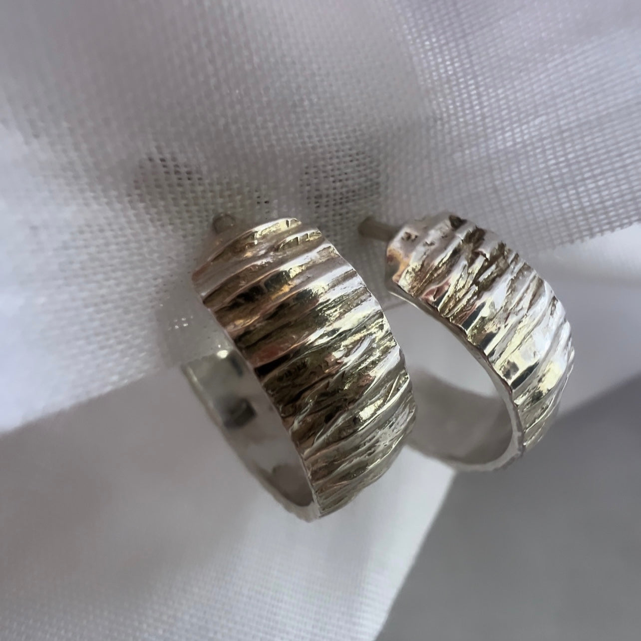 Vintage silver engraved hoops image 1