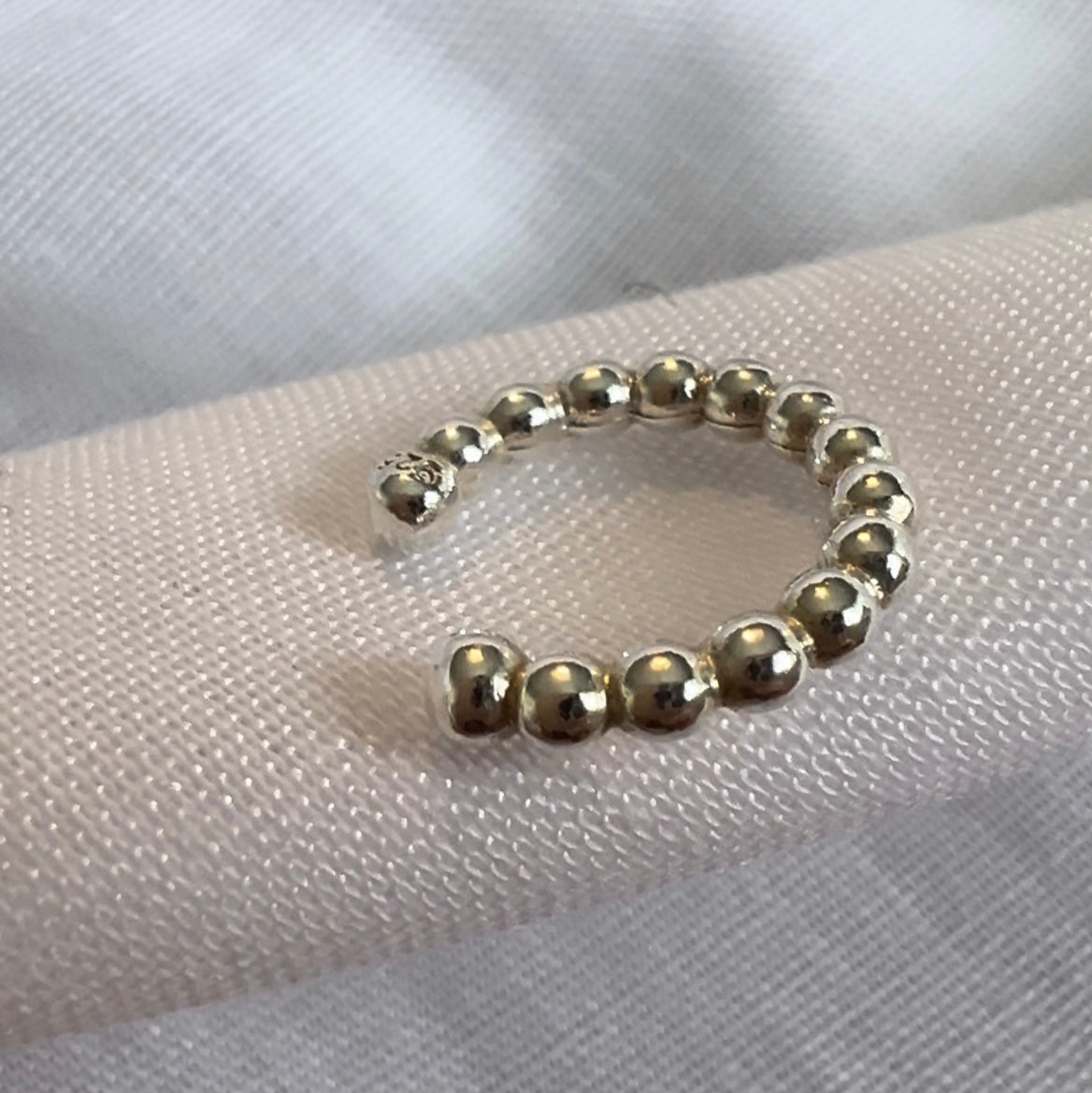 Silver beaded ear cuff image 4