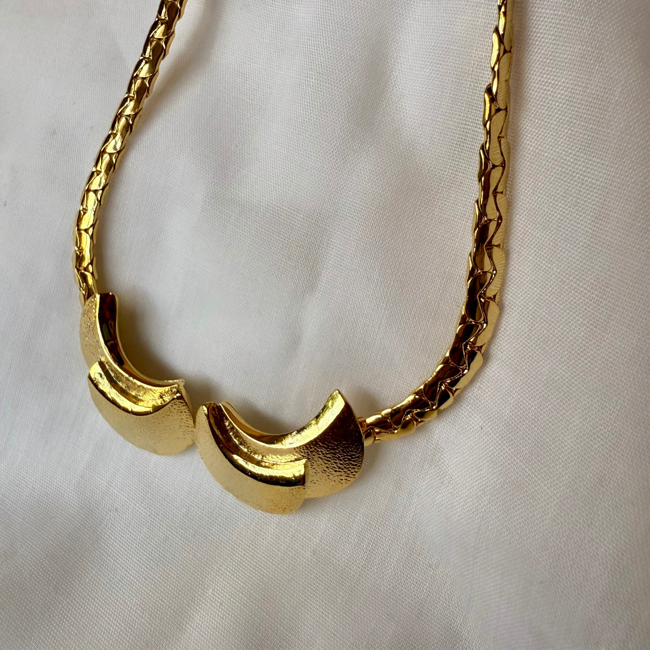 18ct gold plated Crescent necklace collar image 0