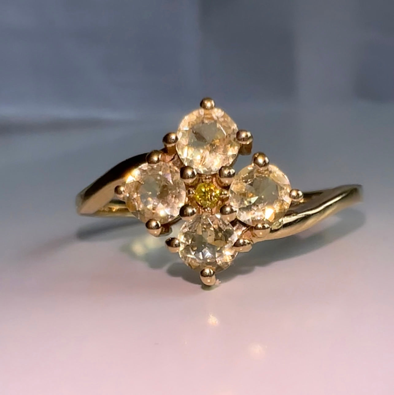 9ct Gold Citrine & Yellow Diamond Cluster ring image 3