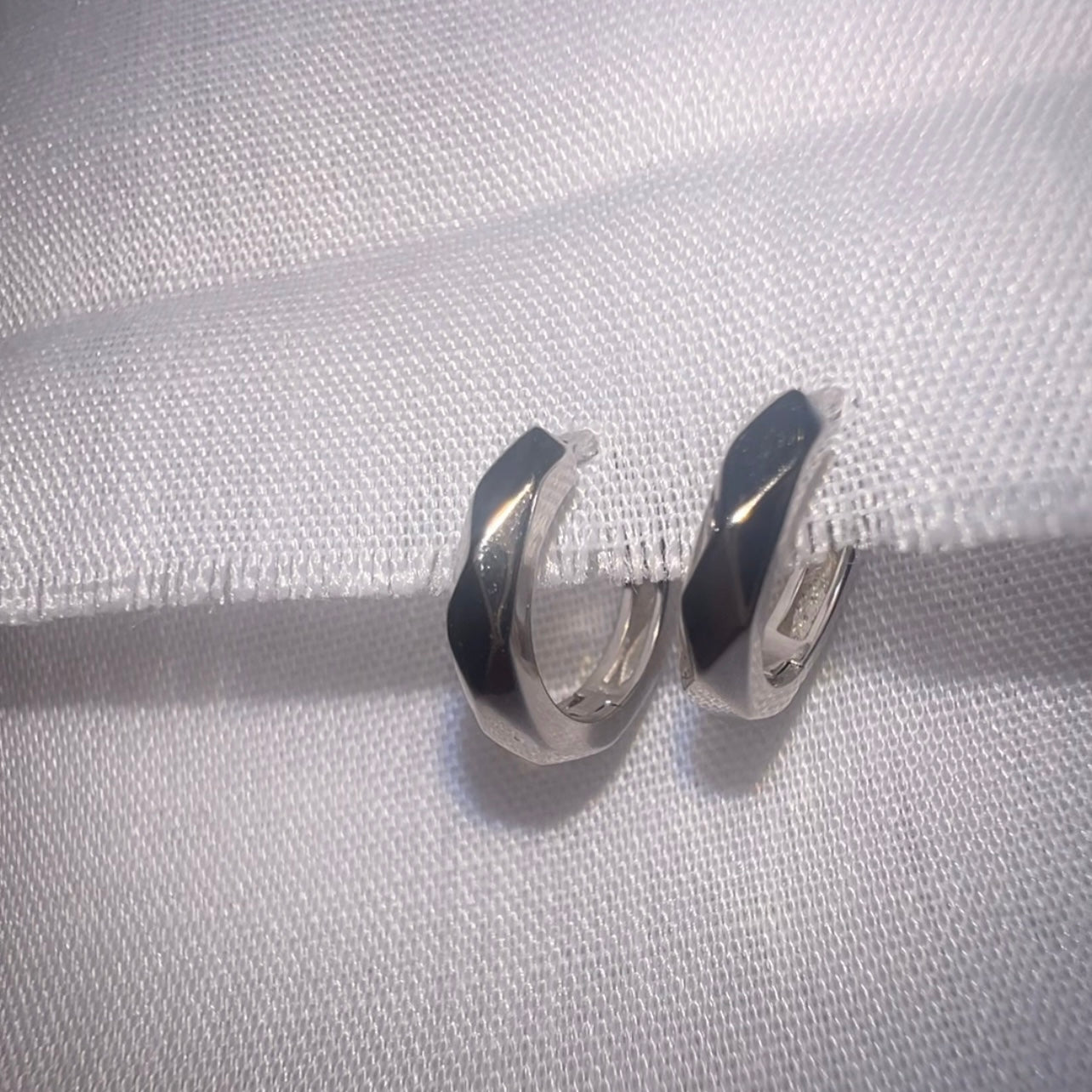 Silver Diamond cut Huggies image 1