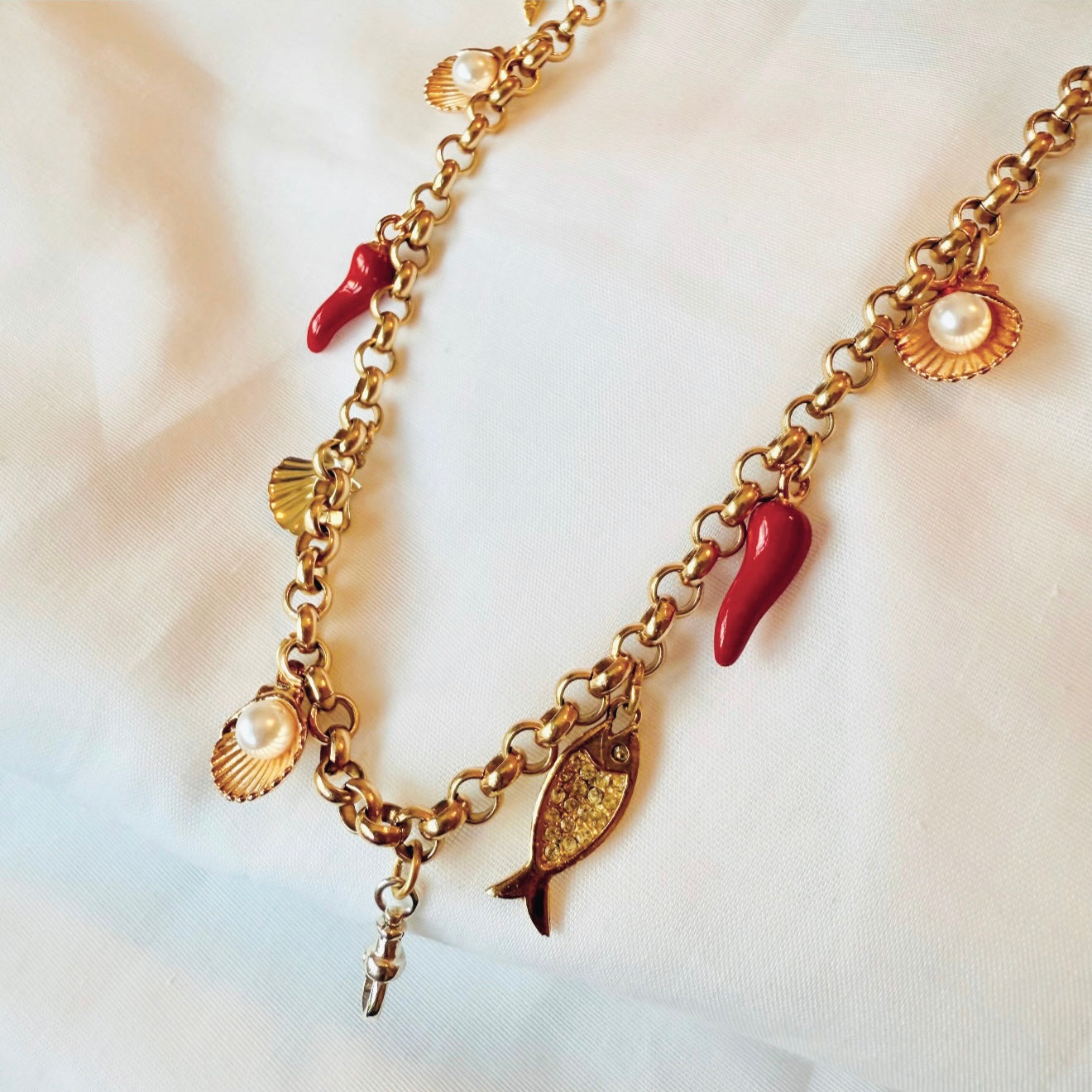 18ct gold plated charm necklace image 1