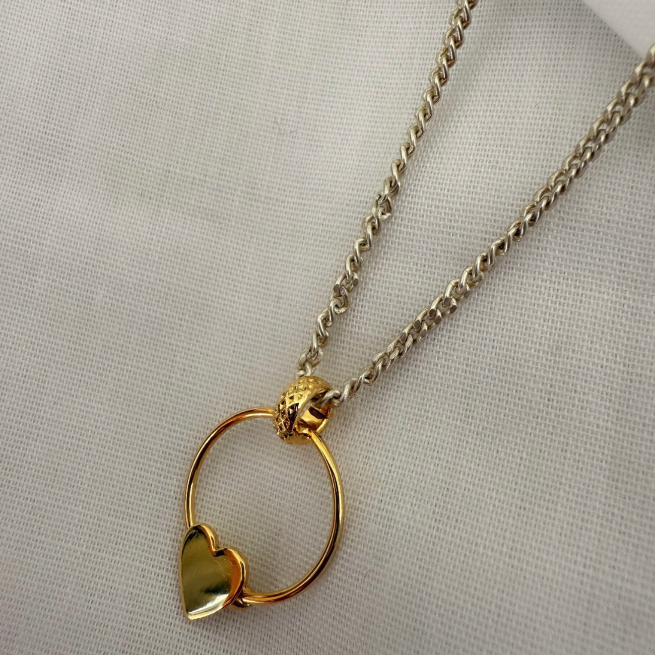 Silver necklace with gold heart door-knocker image 7