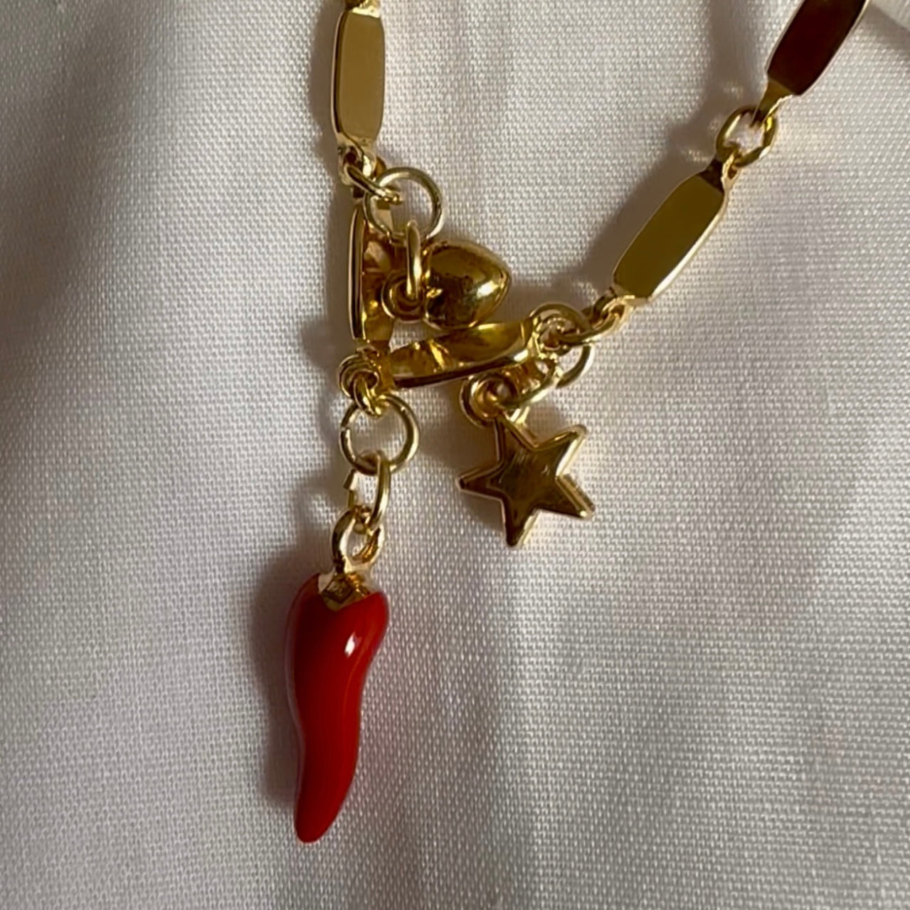 18ct gold plated charm long link chain image 5