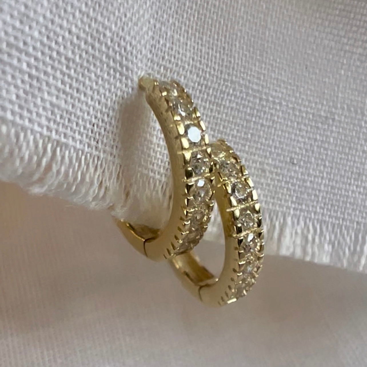 9ct gold huggies with Cubic Zirconia image 1