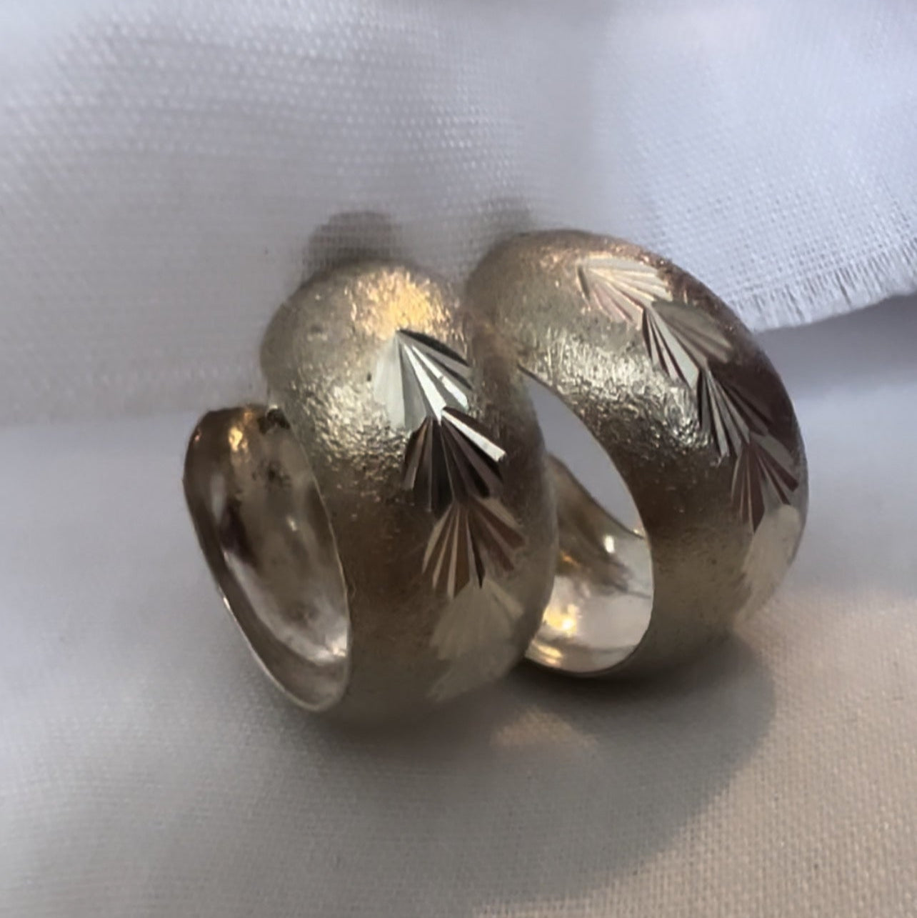 Vintage silver engraved hoops | image 3