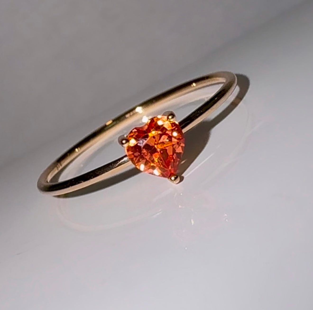 9ct gold Orange Sapphire Heart Ring image 1