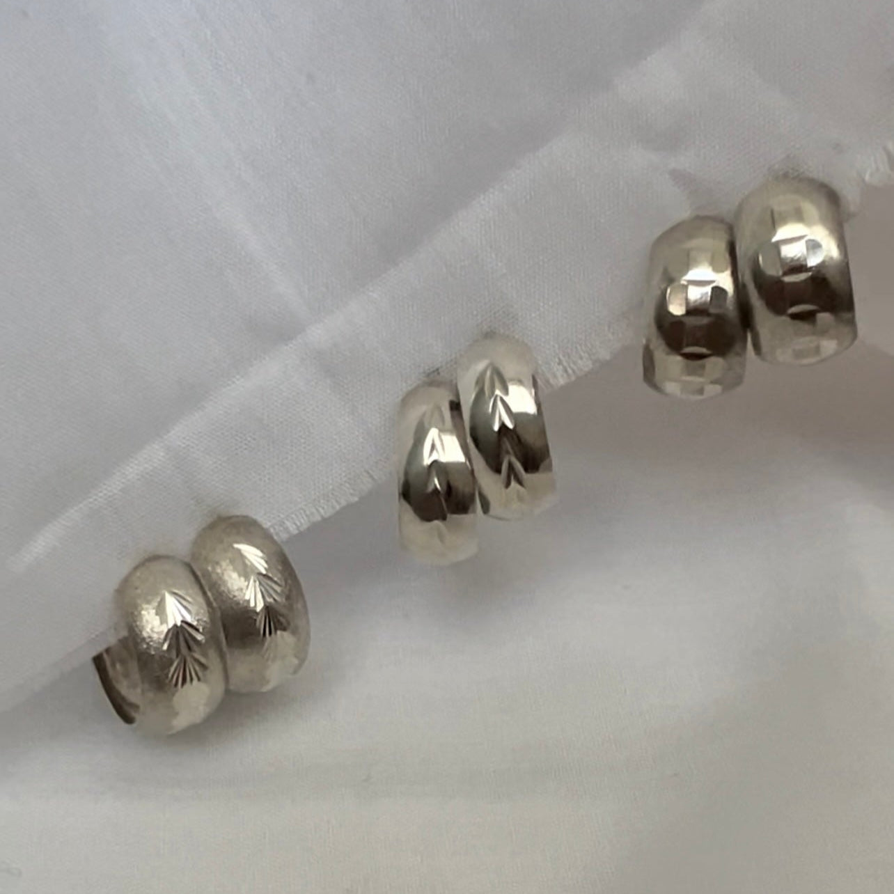 Vintage silver engraved hoops | image 1