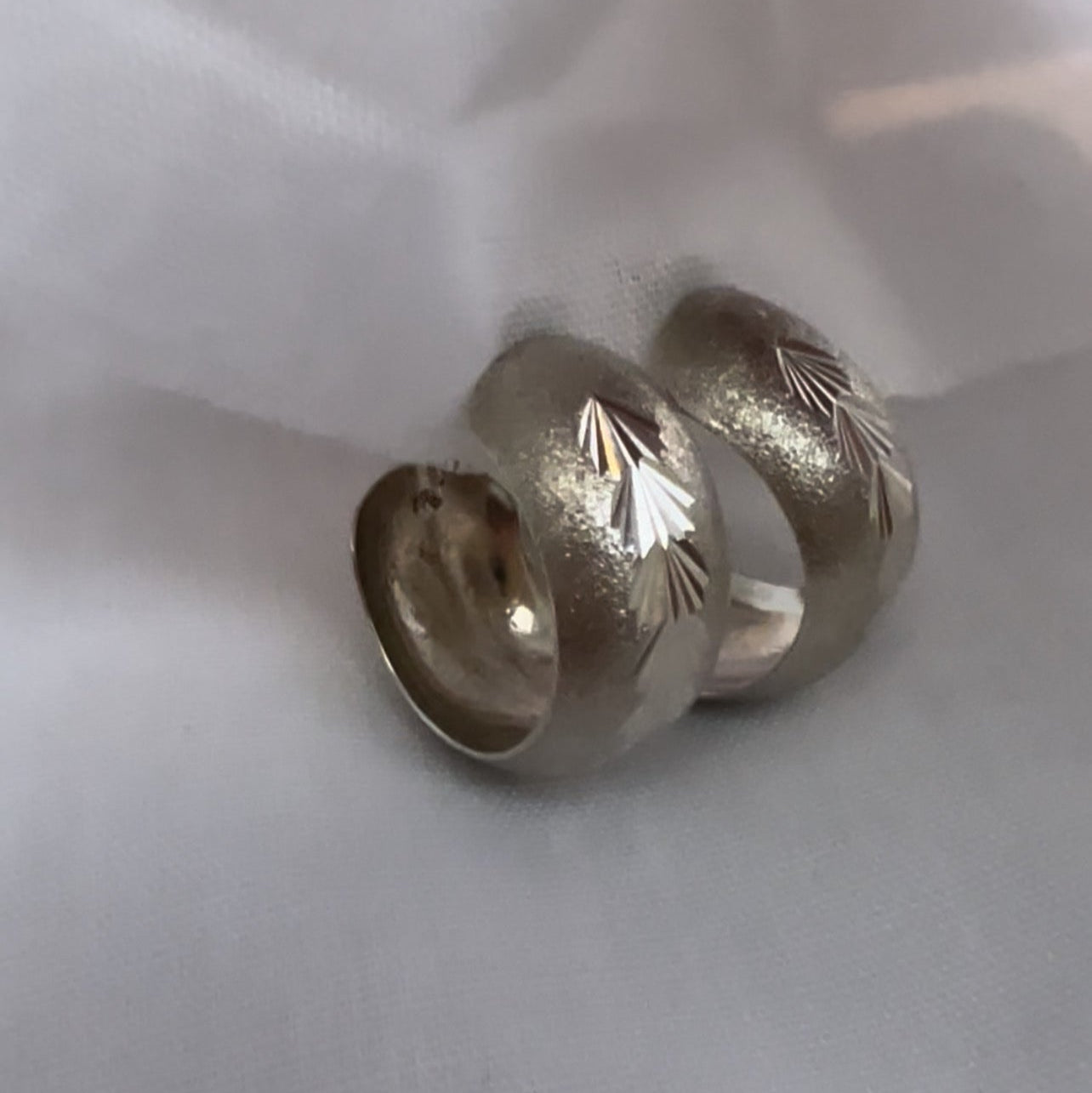 Vintage silver engraved hoops | image 0