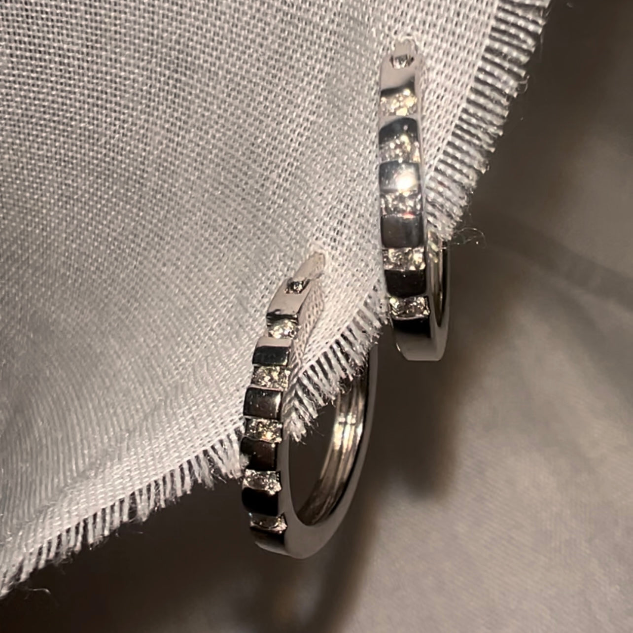 Vintage Diamond White gold hoops image 0