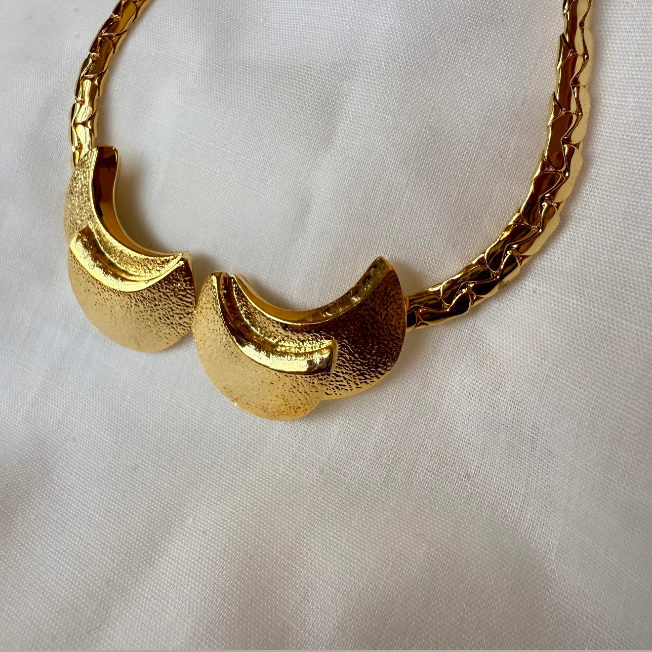18ct gold plated Crescent necklace collar image 1