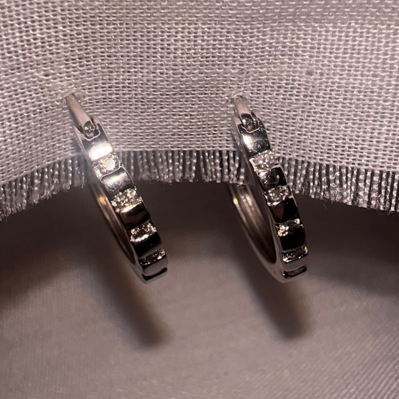 Vintage Diamond White gold hoops image 3