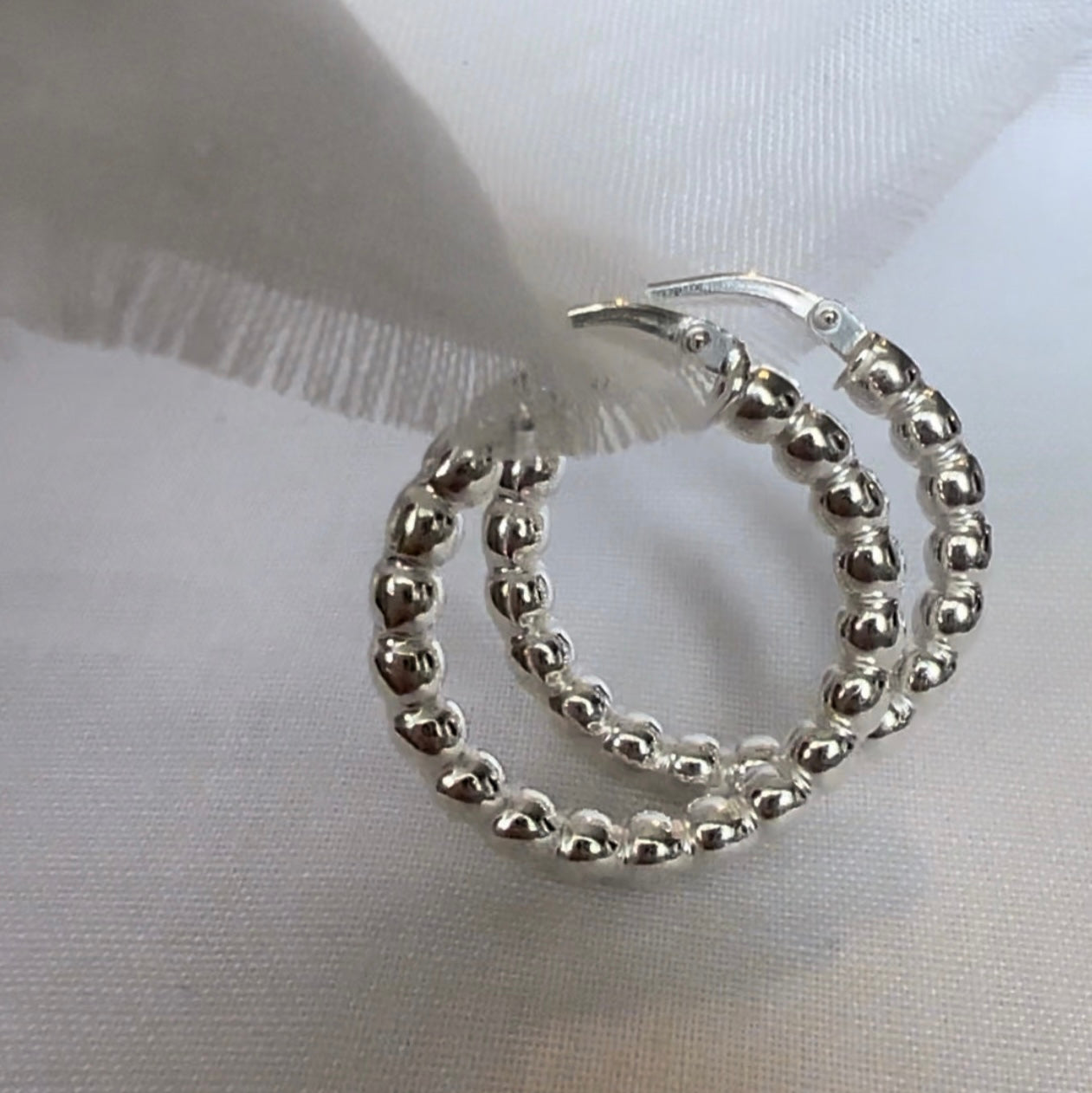 Silver Beaded Hoops image 4