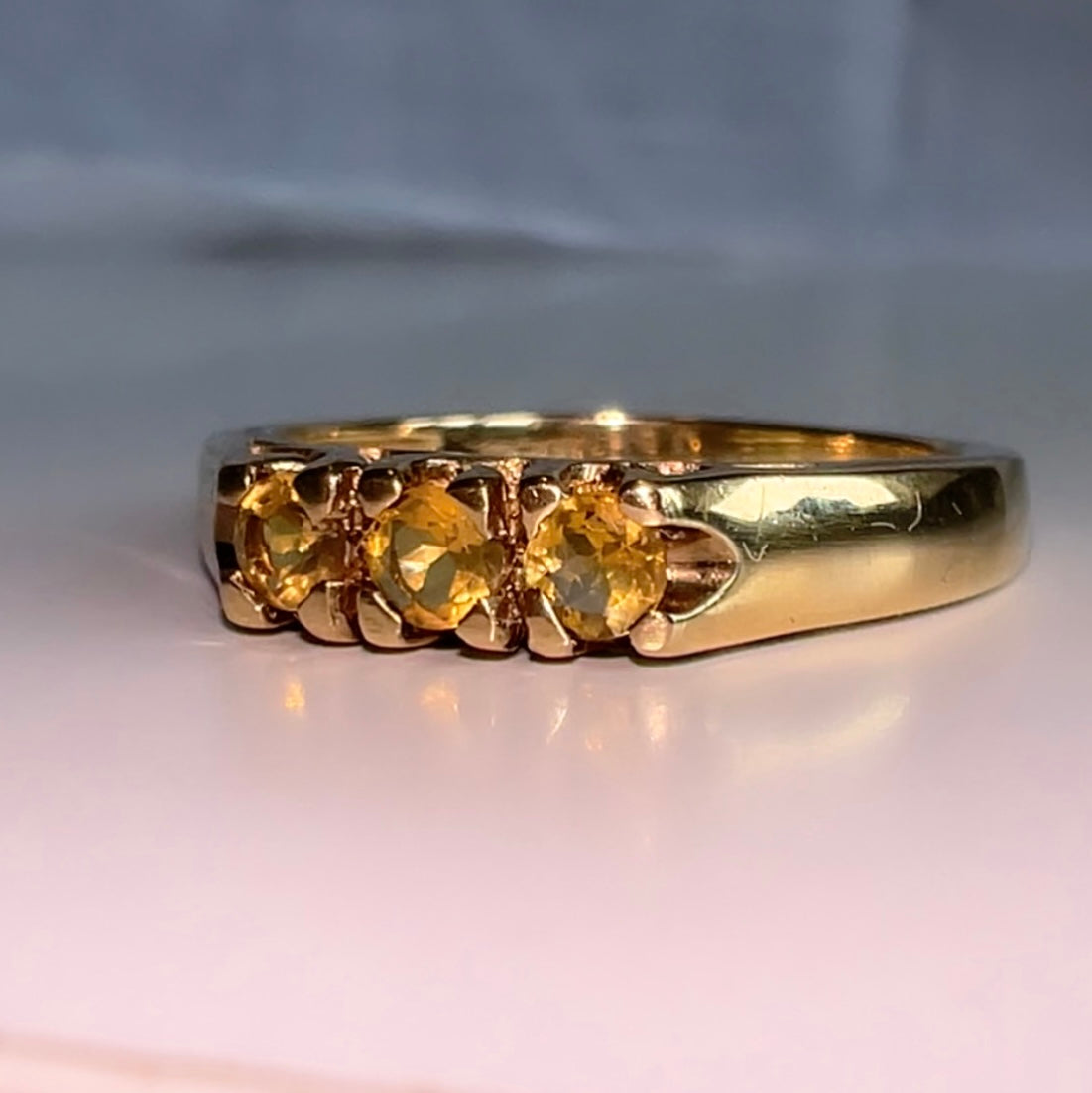 9ct Gold Yellow Sapphire Trilogy Ring image 2