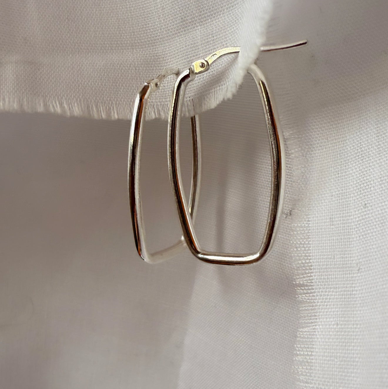 Silver Rectangle Hoops