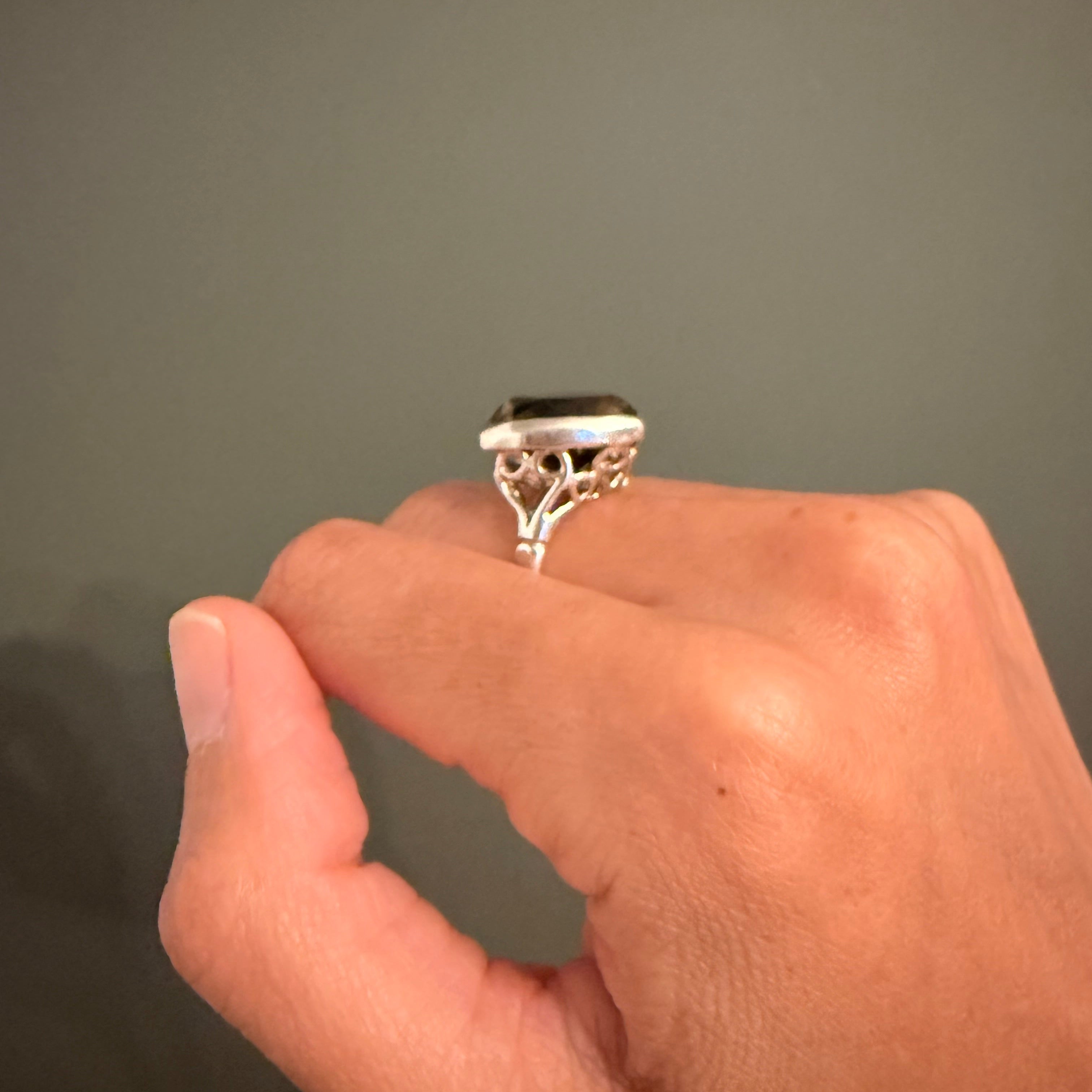 Vintage Smokey Quartz Silver ring