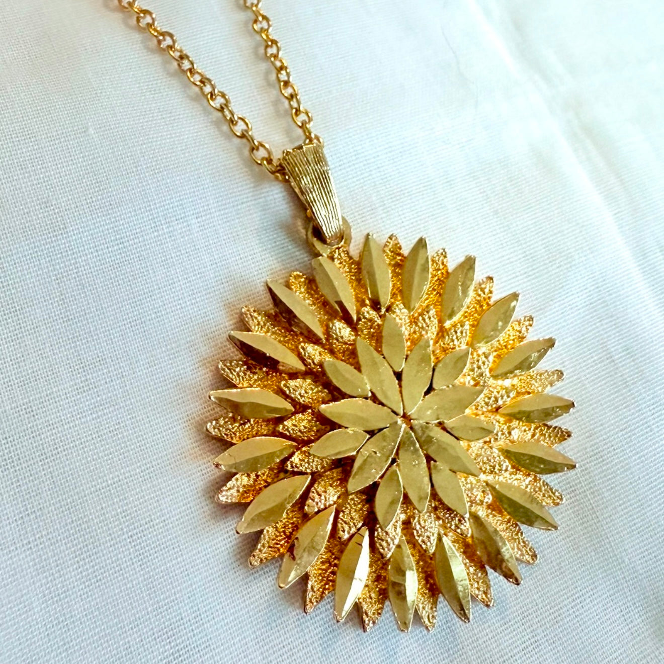 Vintage 18ct gold plated sun necklace image 0