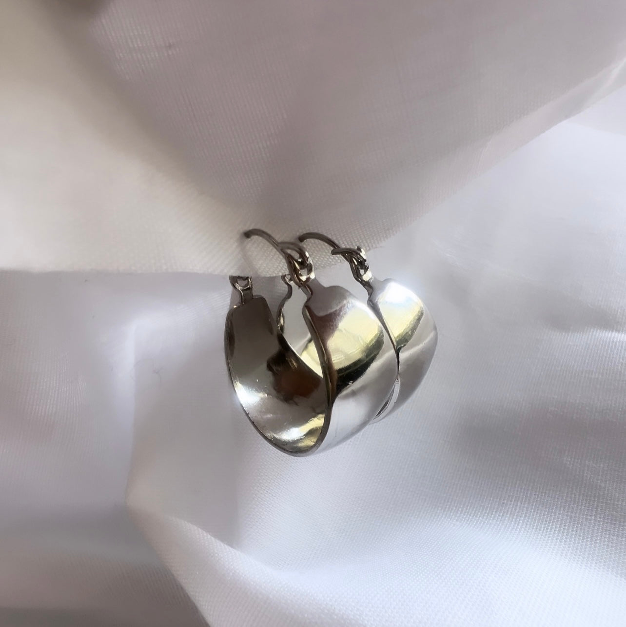 Vintage silver creole drop hoops image 3