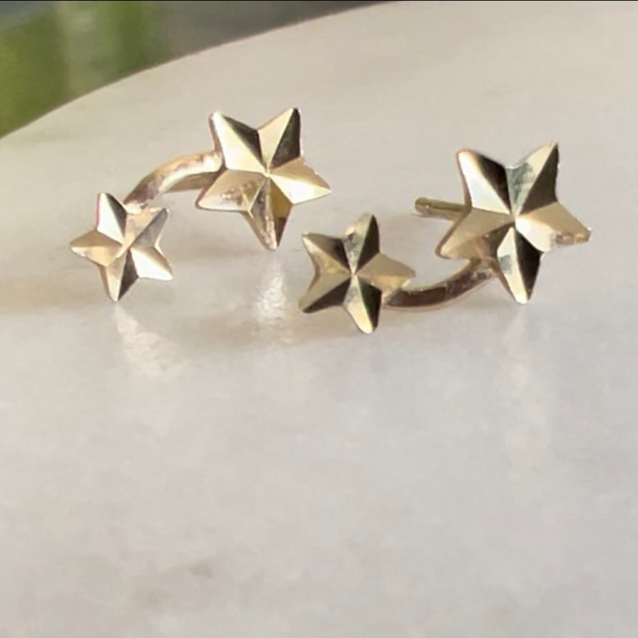 Star climber 9ct gold studs