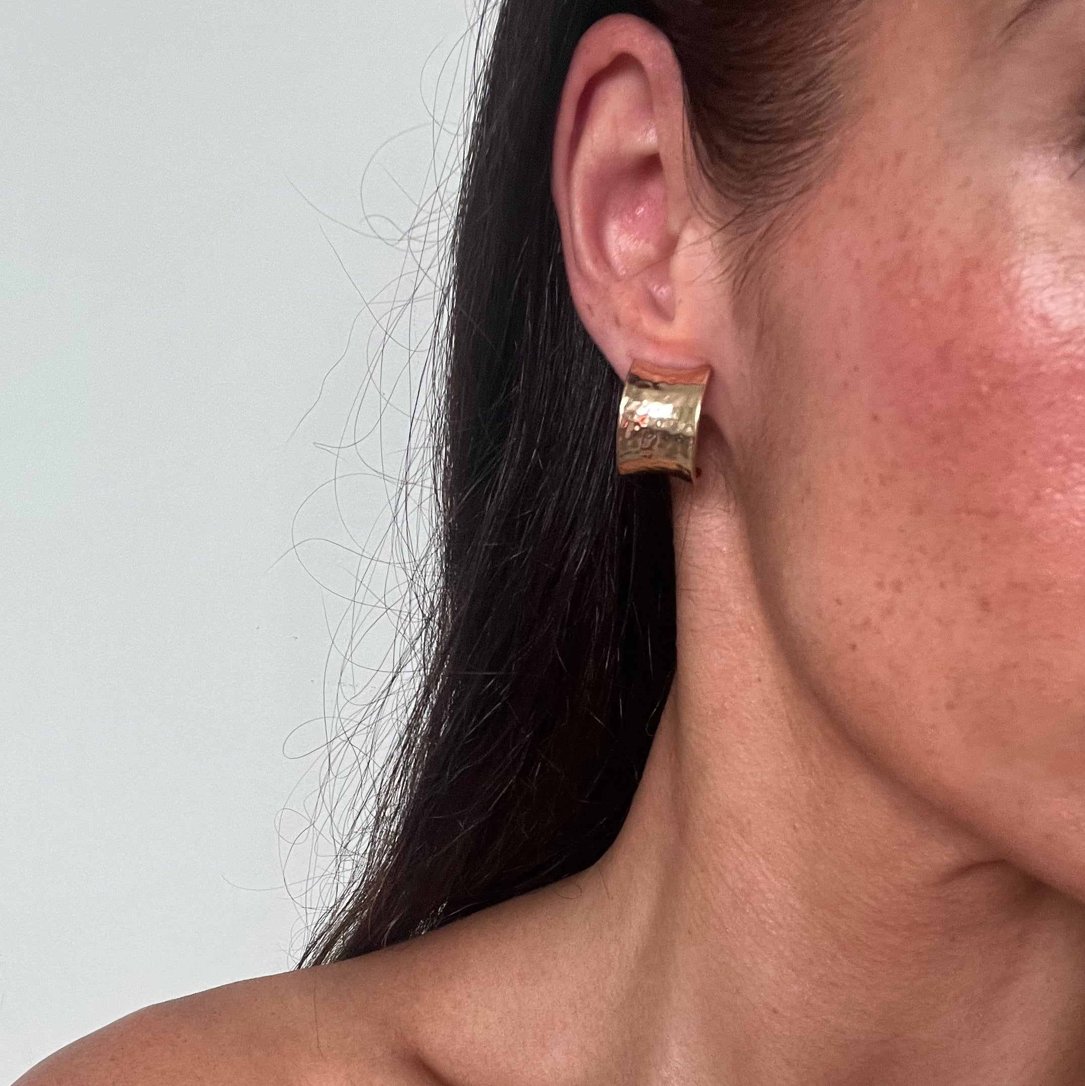 Vintage Monet Costume Hammered demi-hoop clip on earrings image 0