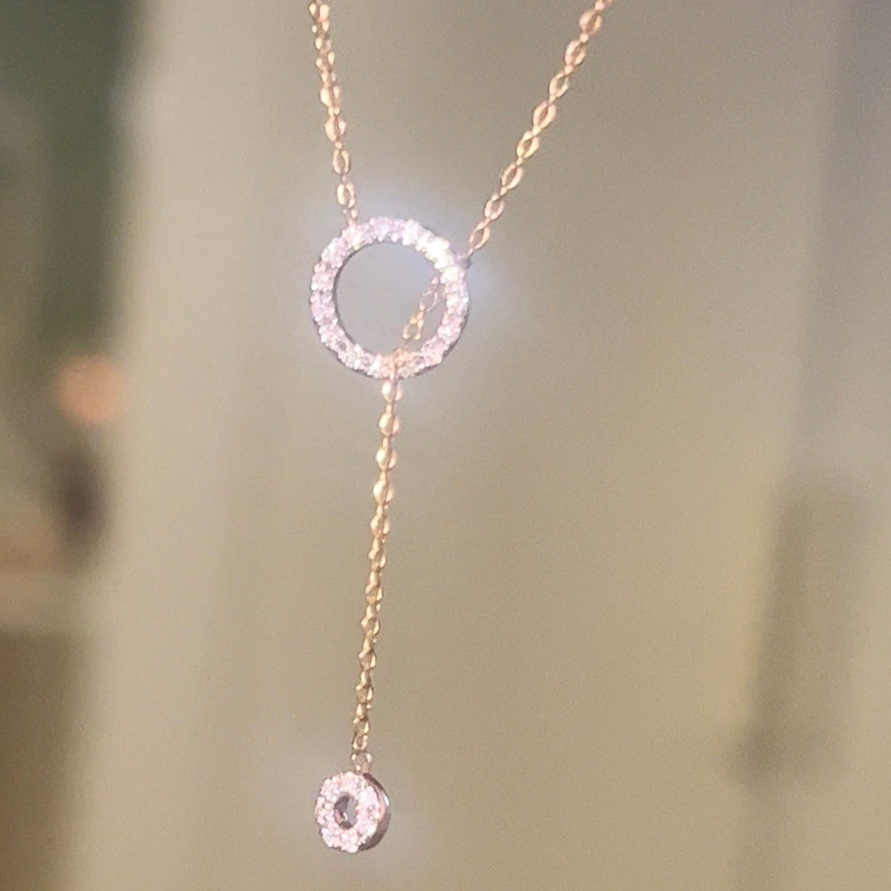 Diamond circle lariat necklace image 1