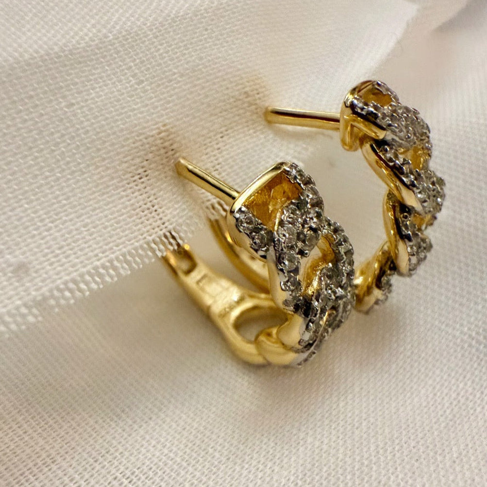 Lace 14ct Gold Plated CZ Drop Hoops