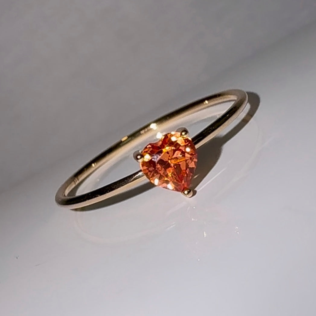 9ct gold Orange Sapphire Heart Ring image 5