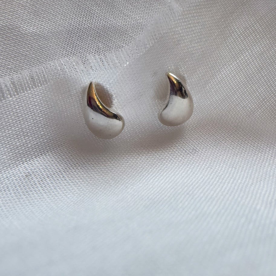 Silver Tear Button studs