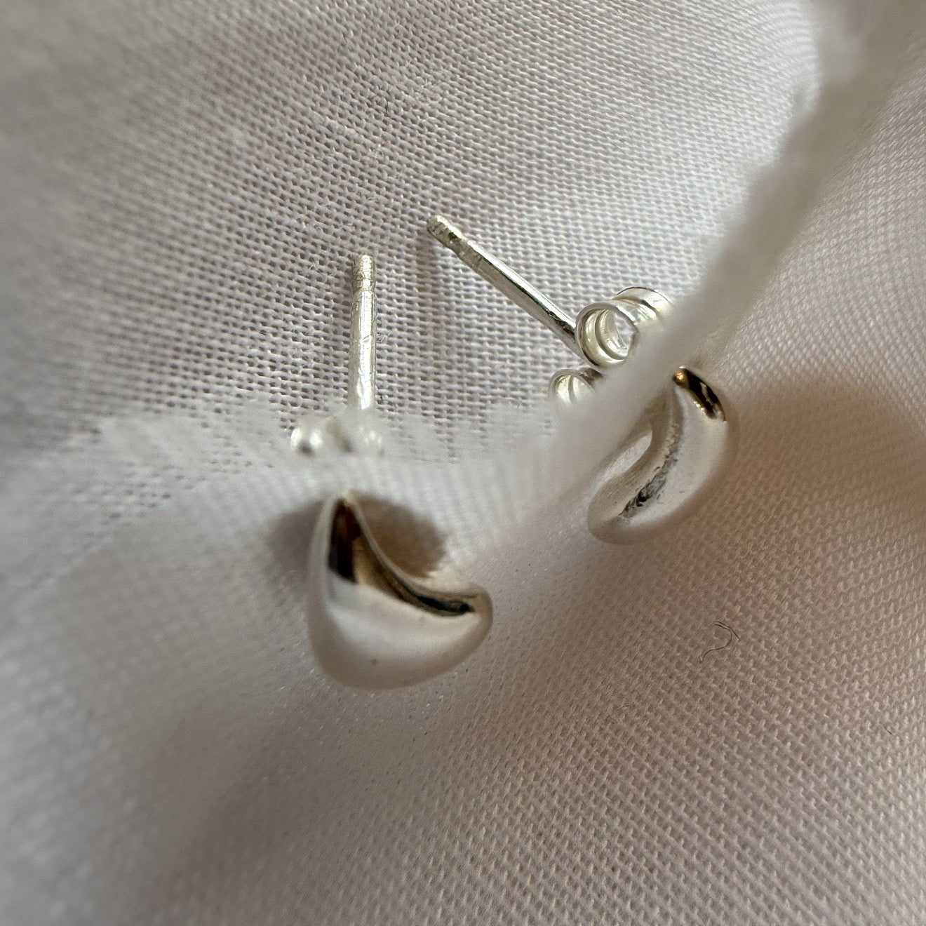 Silver Tear Button studs