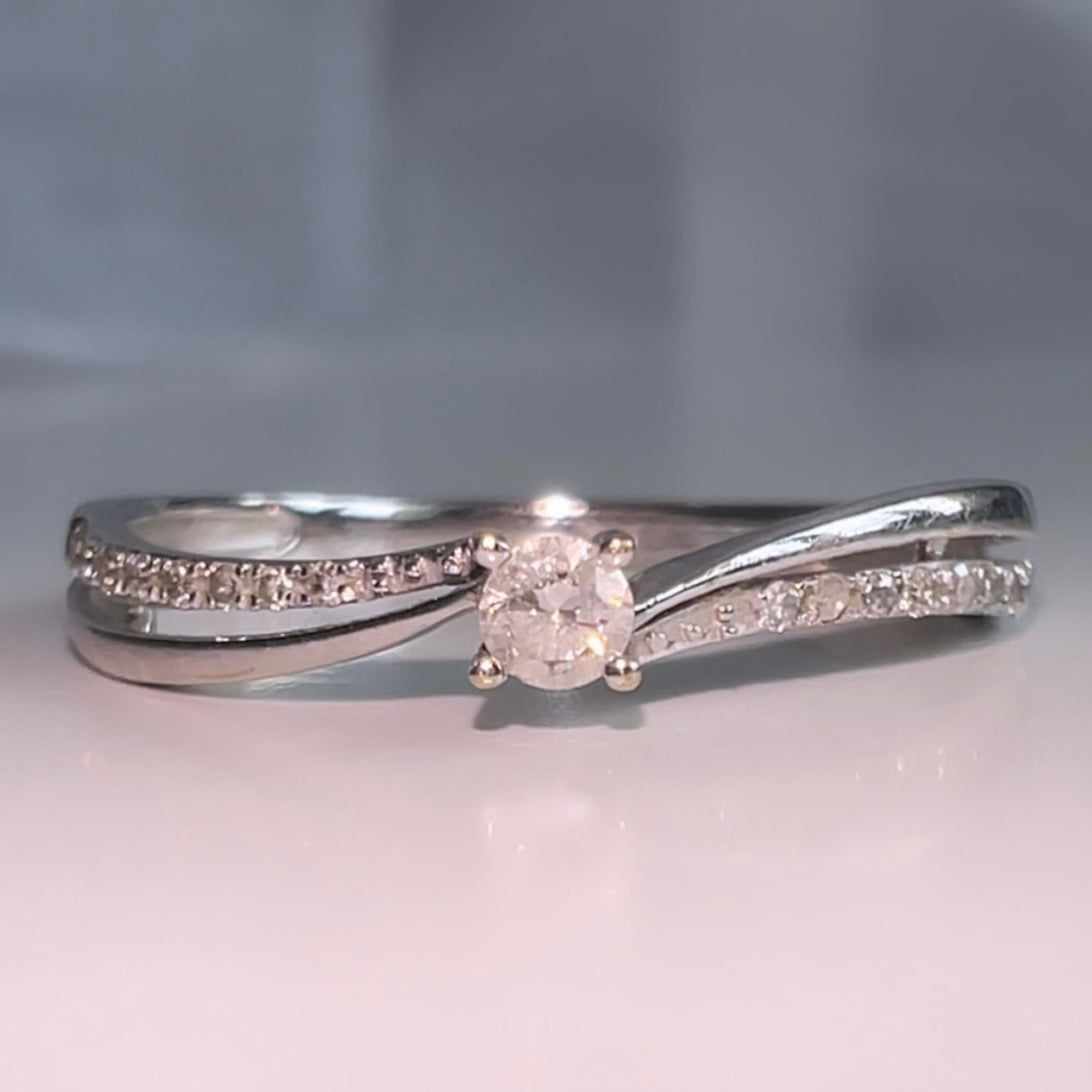 9ct White Gold Diamond Solitaire with Diamond band image 0