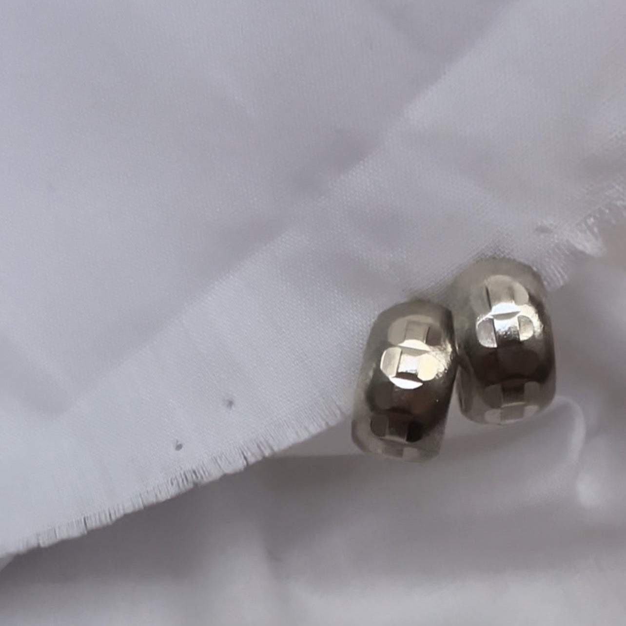 Vintage silver engraved hoops ||| image 4