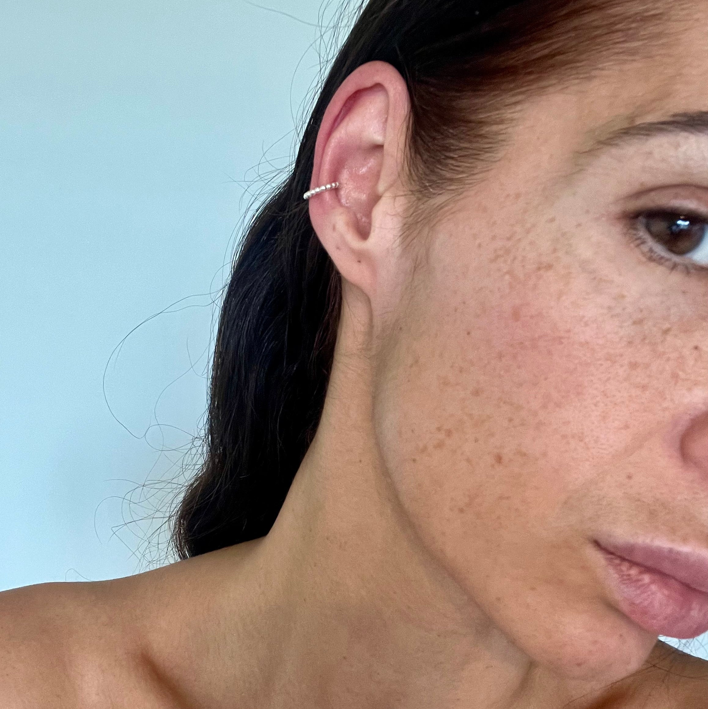 Silver beaded ear cuff image 5