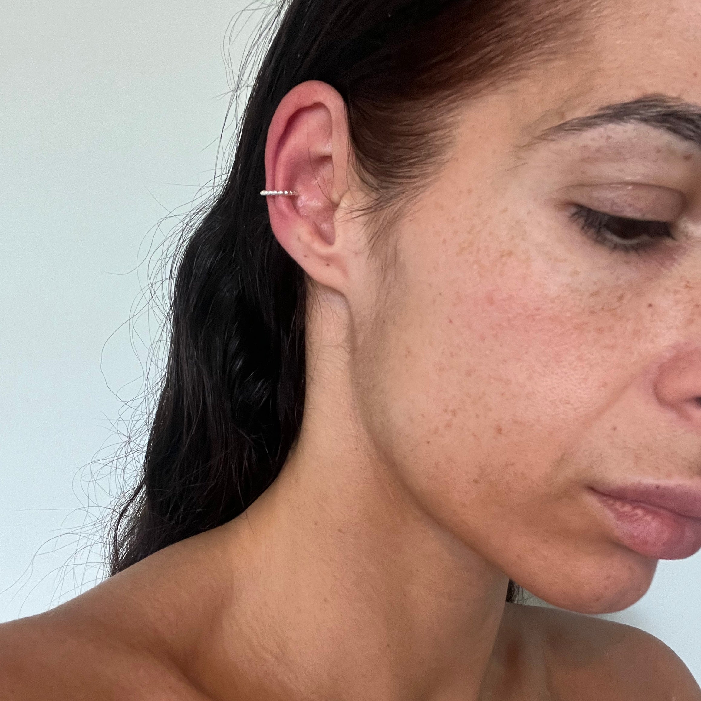 Silver beaded ear cuff image 2