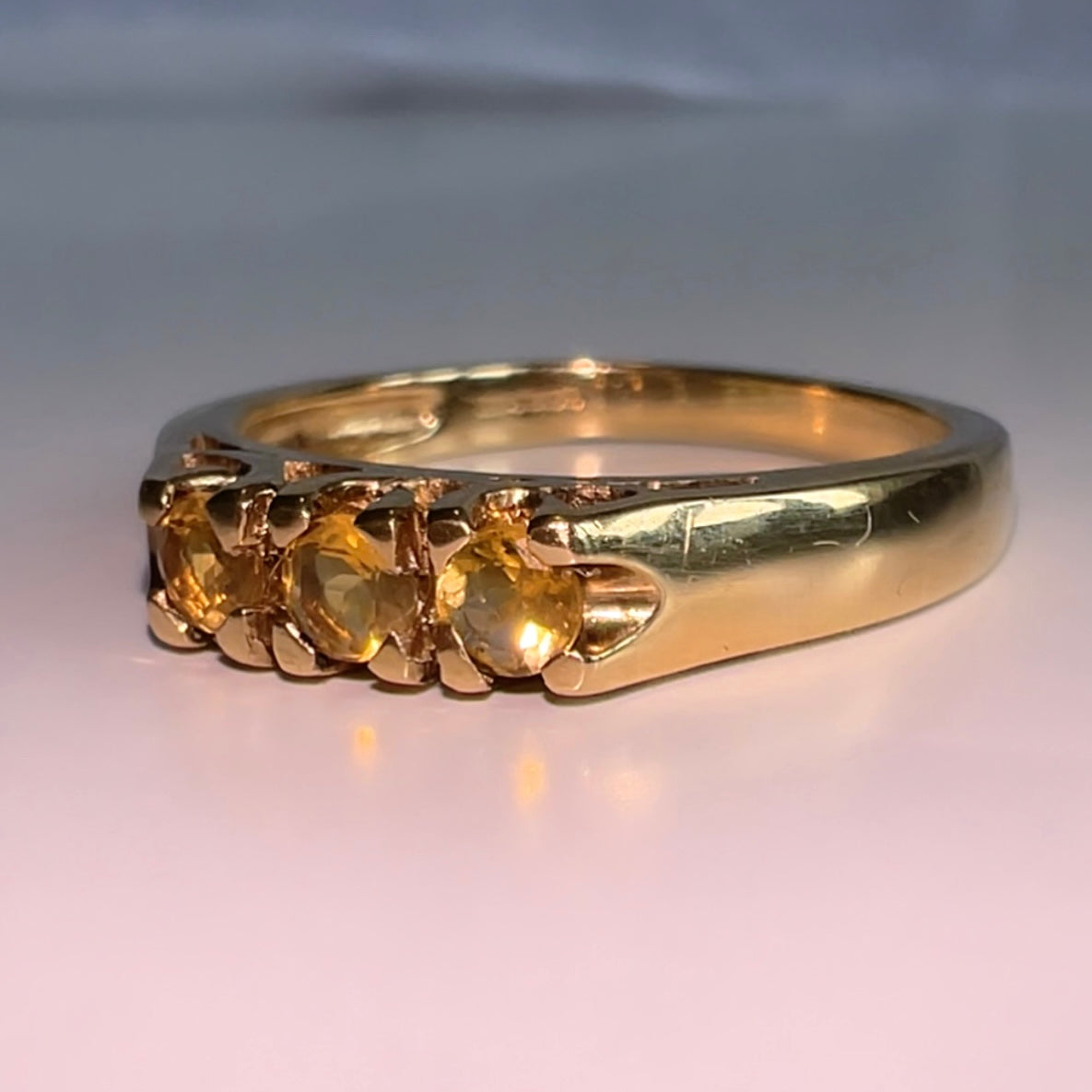 9ct Gold Yellow Sapphire Trilogy Ring image 1