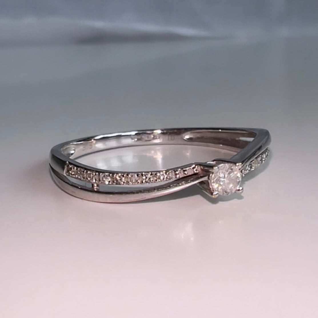 9ct White Gold Diamond Solitaire with Diamond band image 2