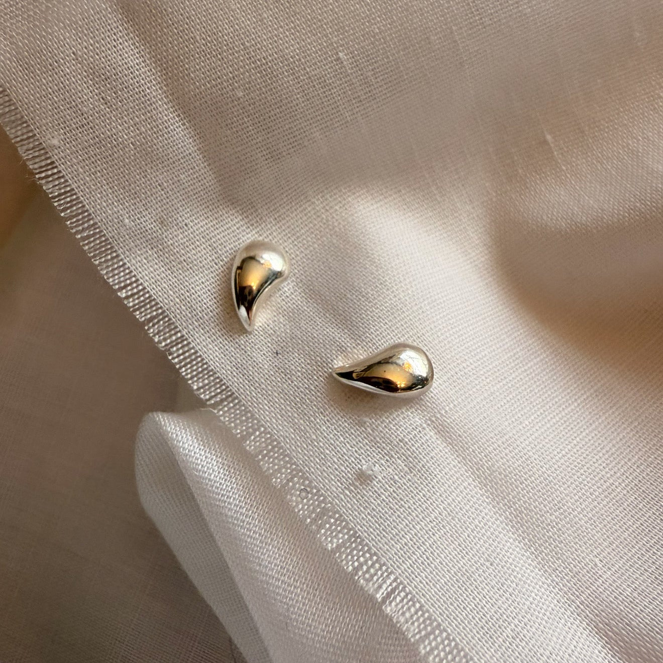 Silver Tear Button studs