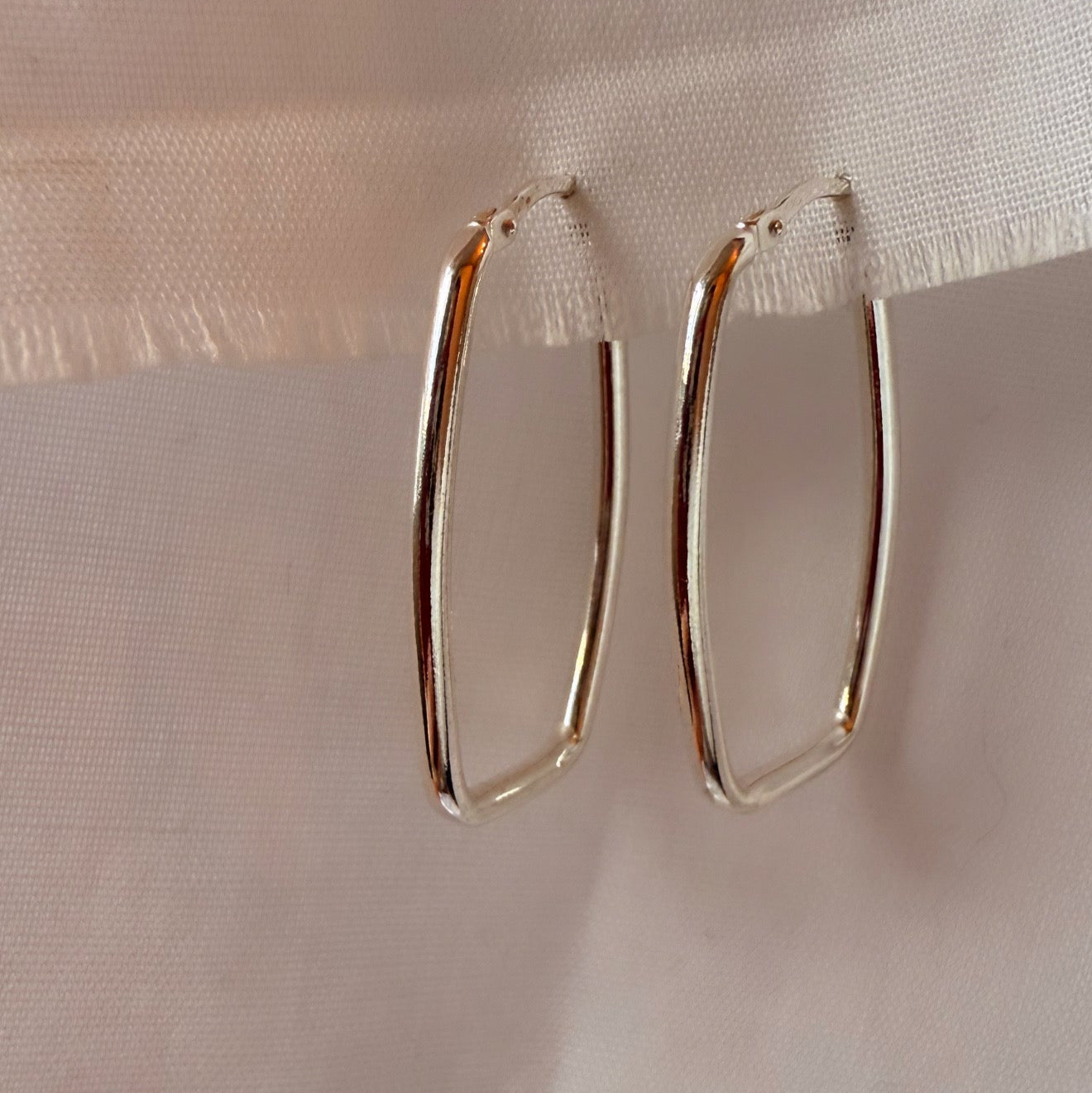 Silver Rectangle Hoops