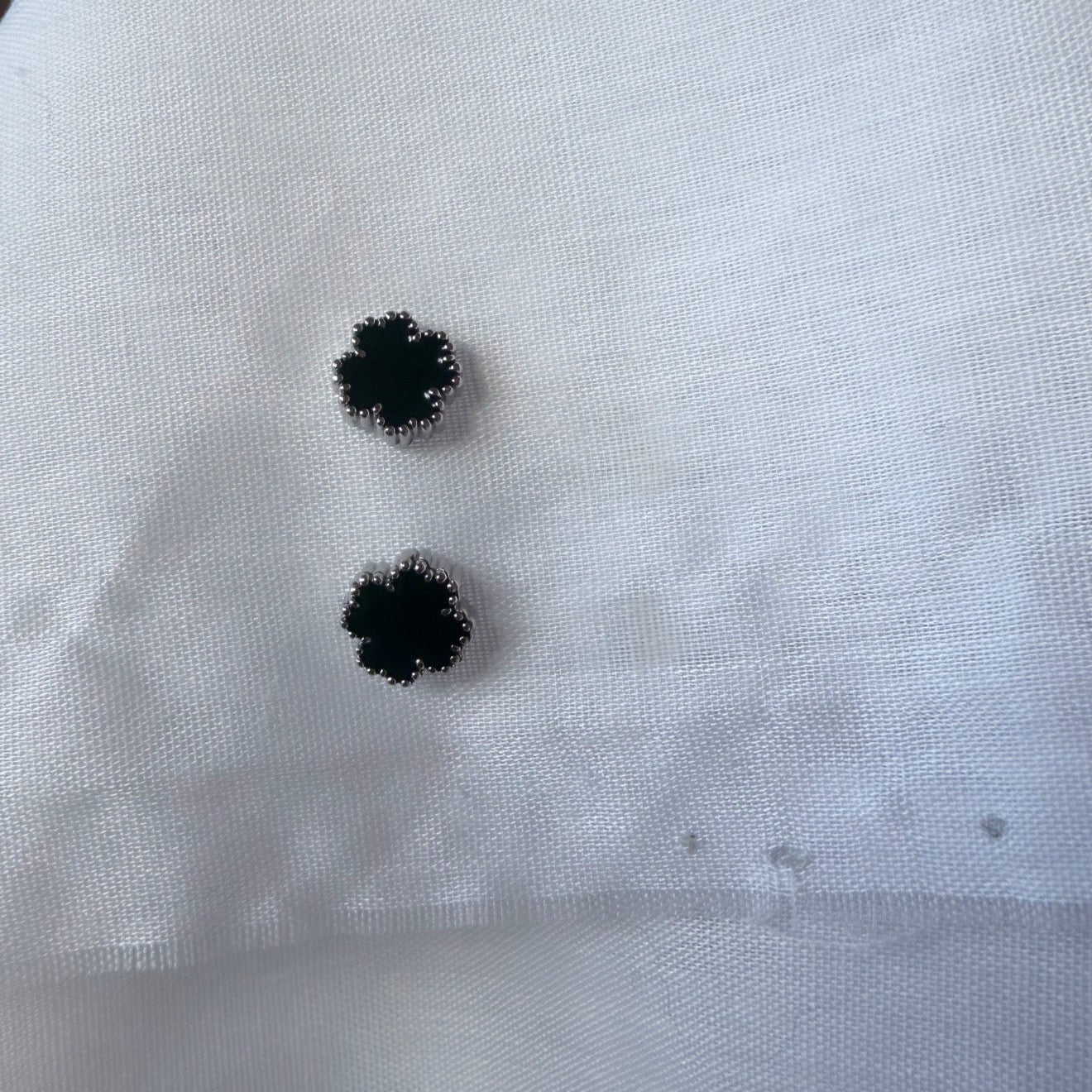 Silver Black Clover Studs