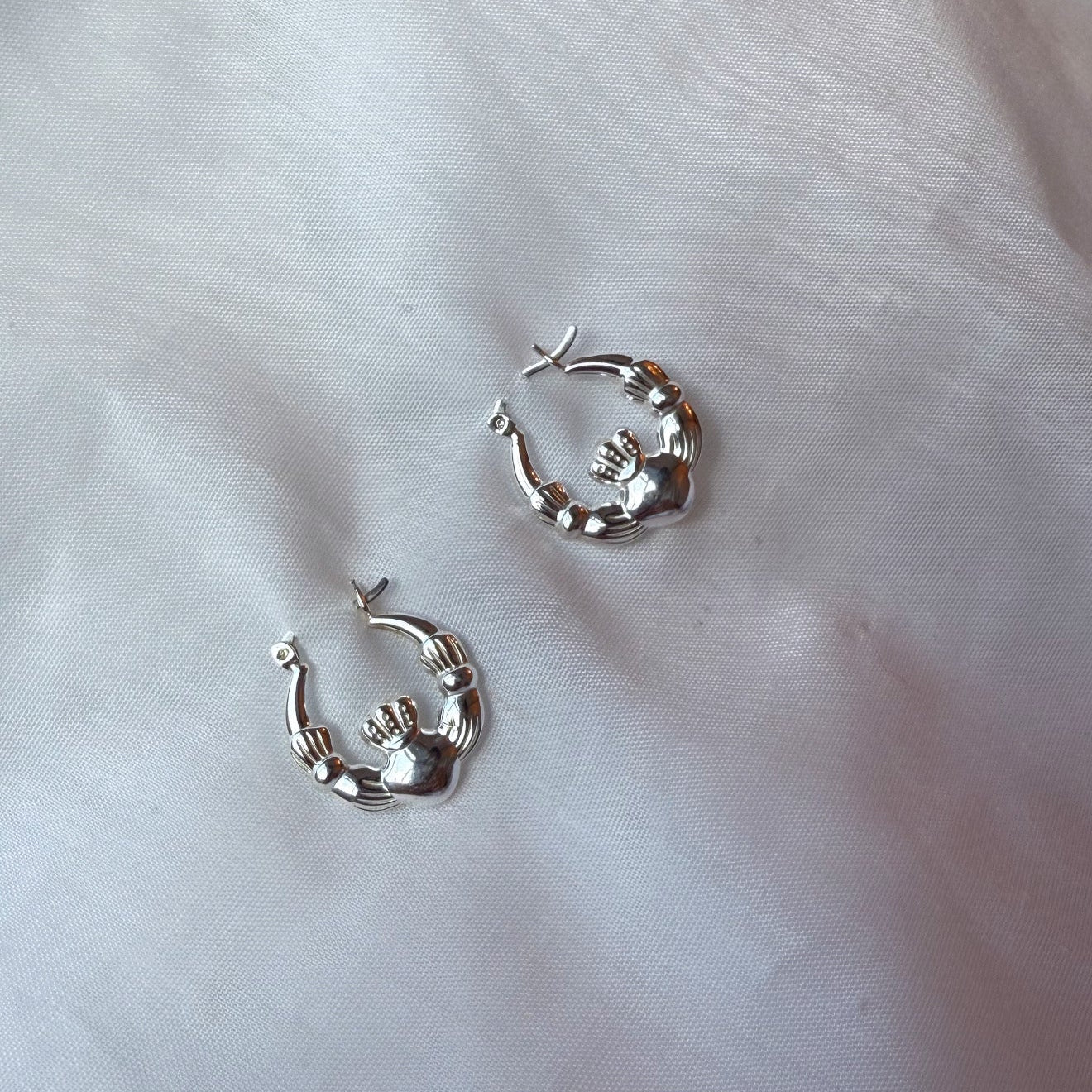 Silver Claddagh Hoops