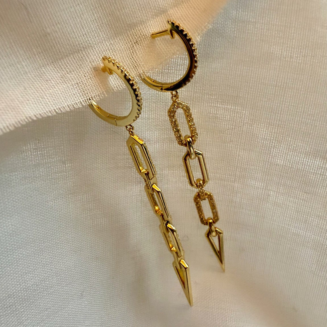 Stella 14ct Gold Plated CZ Drop Hoops