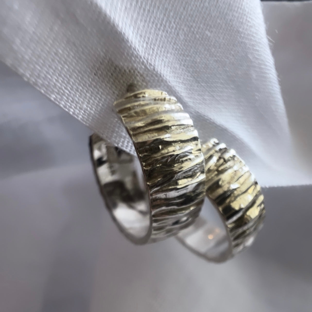 Vintage silver engraved hoops image 2