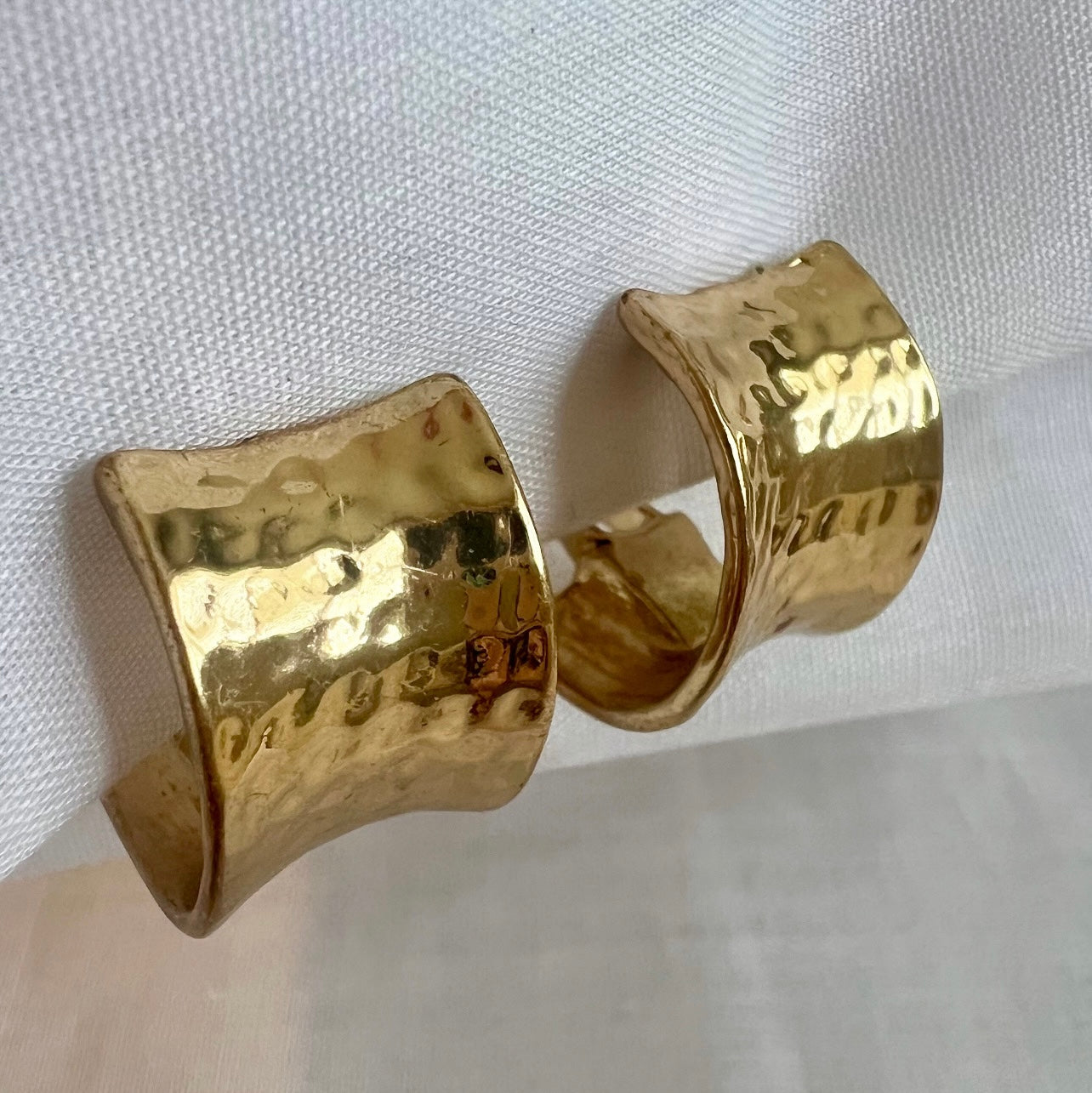 Vintage Monet Costume Hammered demi-hoop clip on earrings image 5