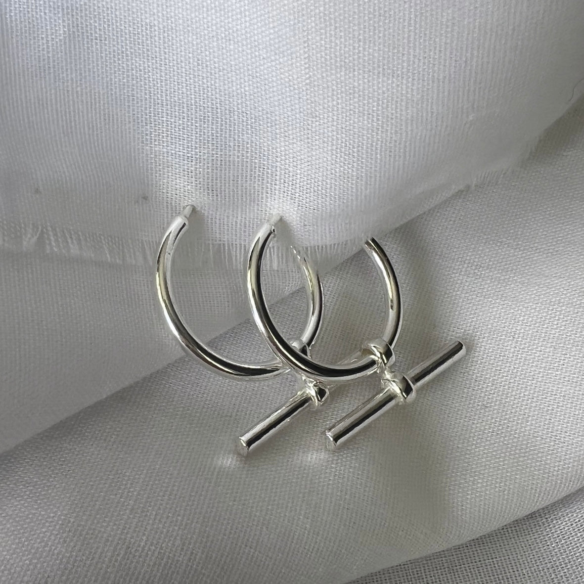 Silver T-Bar Earrings image 2