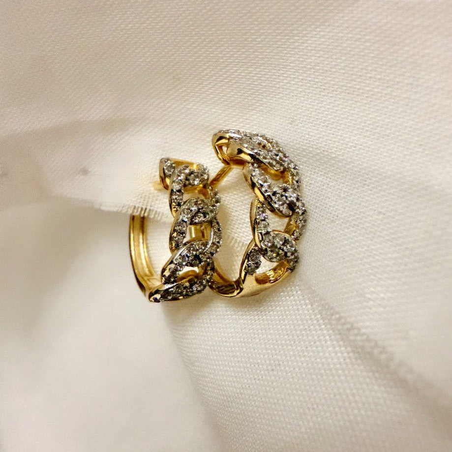 Lace 14ct Gold Plated CZ Drop Hoops