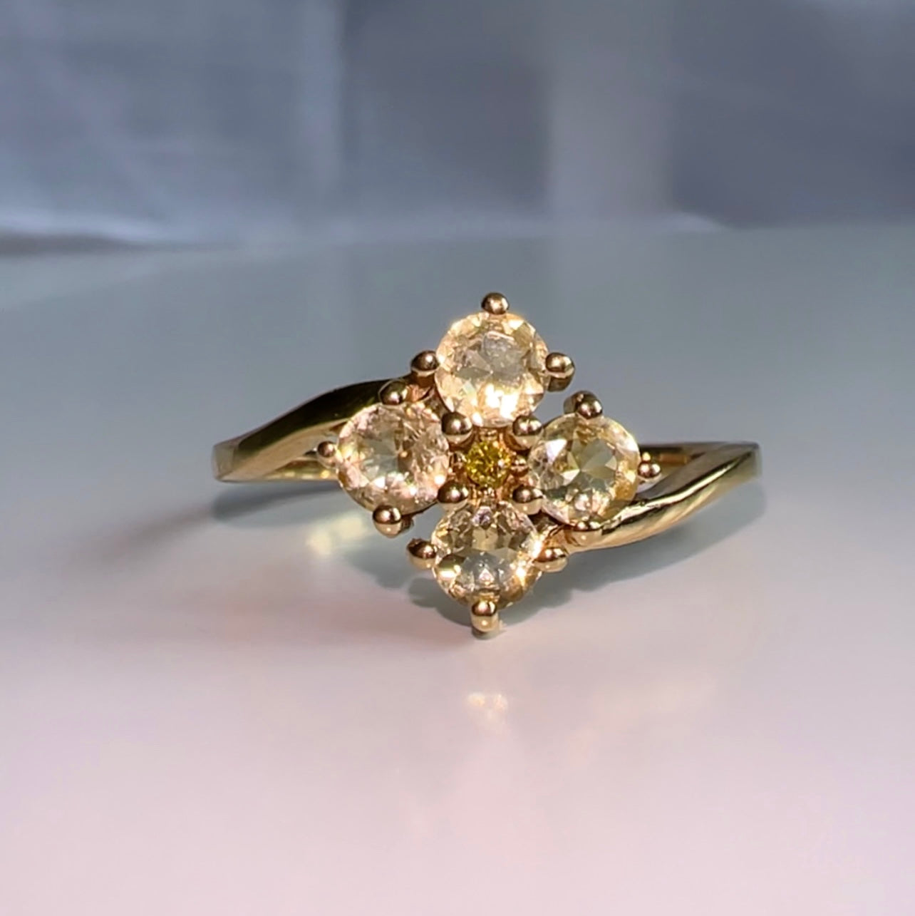 9ct Gold Citrine & Yellow Diamond Cluster ring image 0
