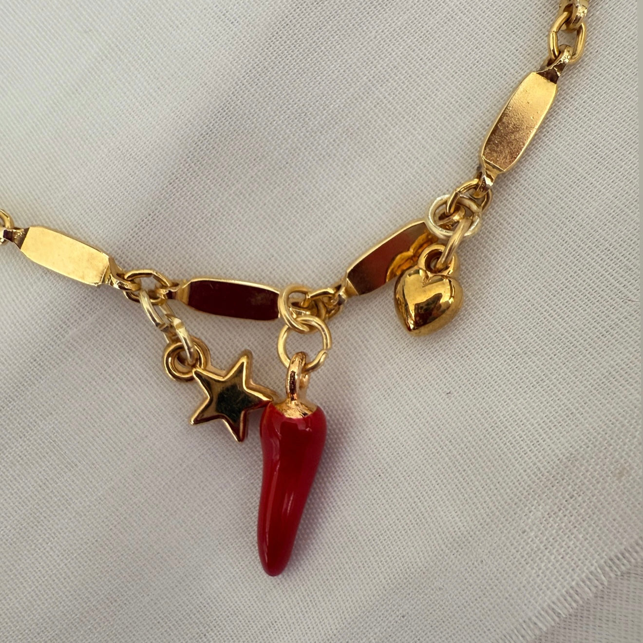 18ct gold plated charm long link chain image 3