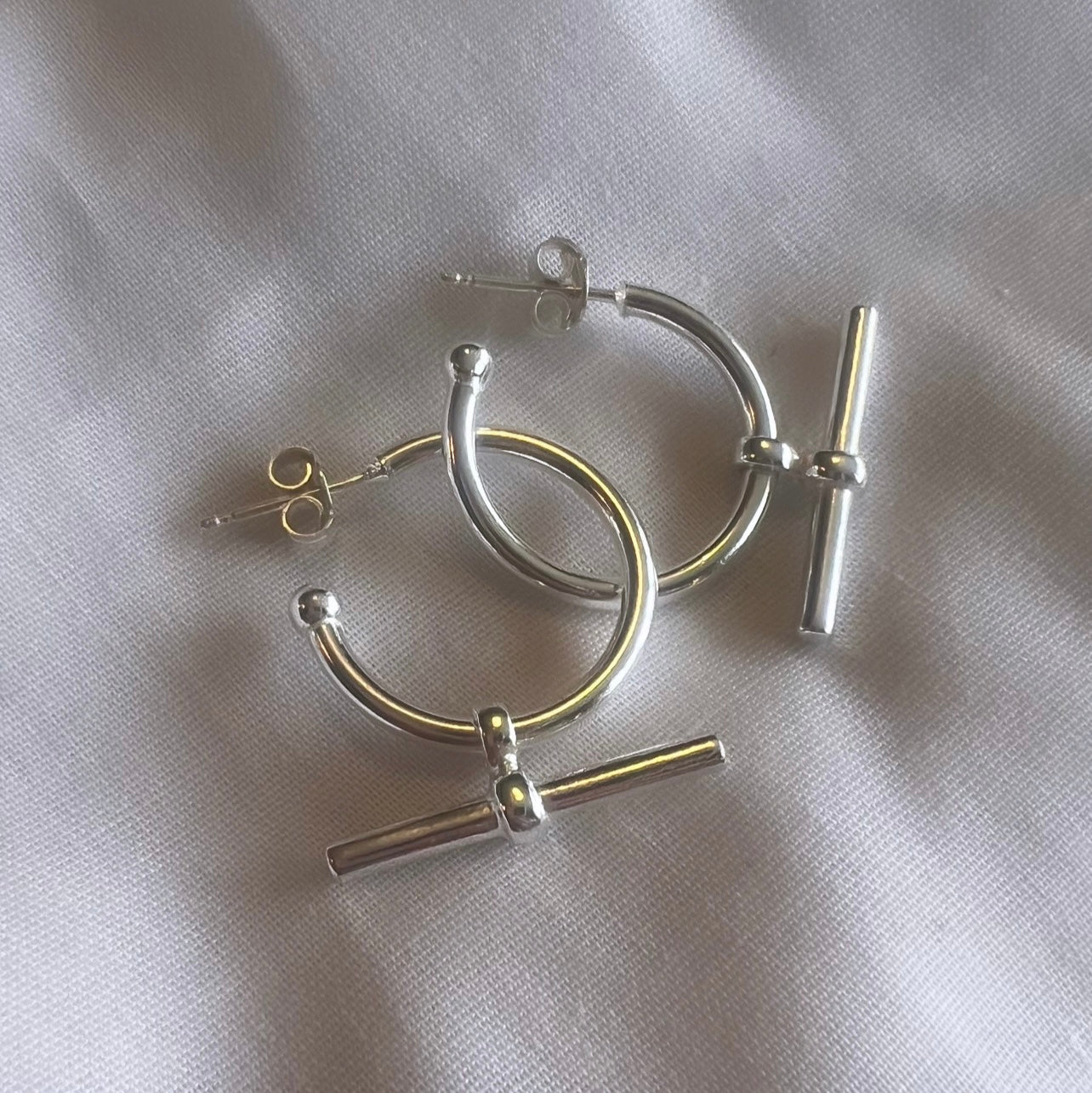 Silver T-Bar Earrings image 3